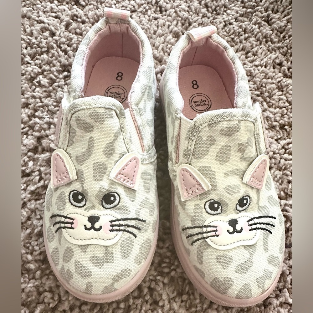 Wonder Nation Toddler Cat Face Slip-On Sneakers, Size 8